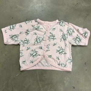 Vintage Pink Floral Cottage Core Size Small Button Up Babydoll Shirt Top